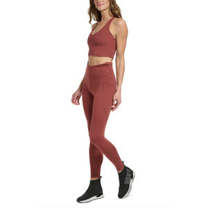 DKNY Sport Crossover Balance Compression Super Soft Leggings Sable Size S